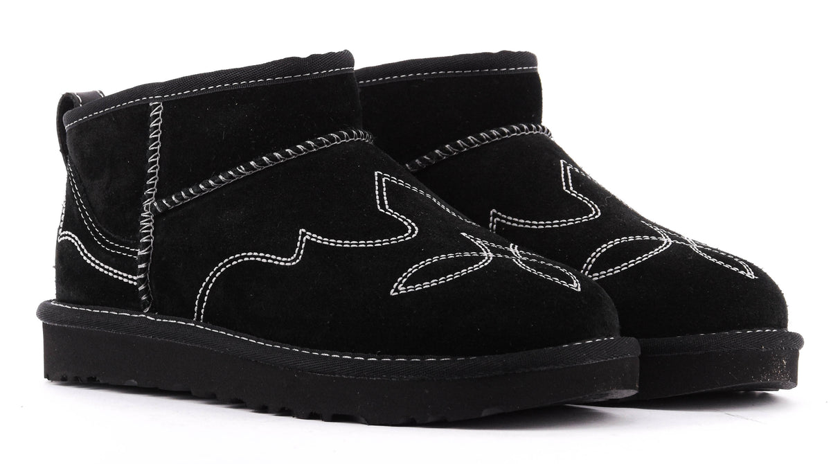 UGG CLASSIC ULTRA MINI WESTERN BLACK