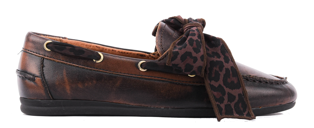 TORAL NAHUA BOATLOAFER FOULARD BROWN LEATHER