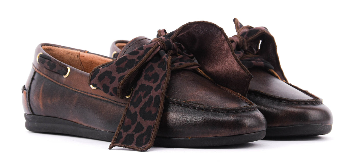 TORAL NAHUA BOATLOAFER FOULARD BROWN LEATHER
