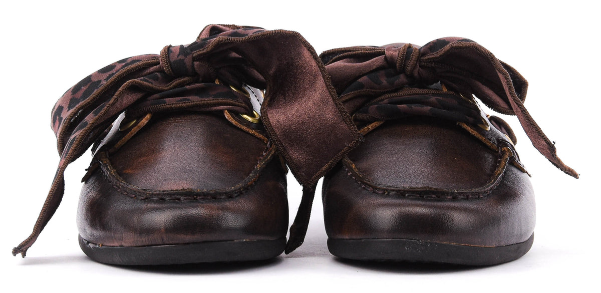 TORAL NAHUA BOATLOAFER FOULARD BROWN LEATHER