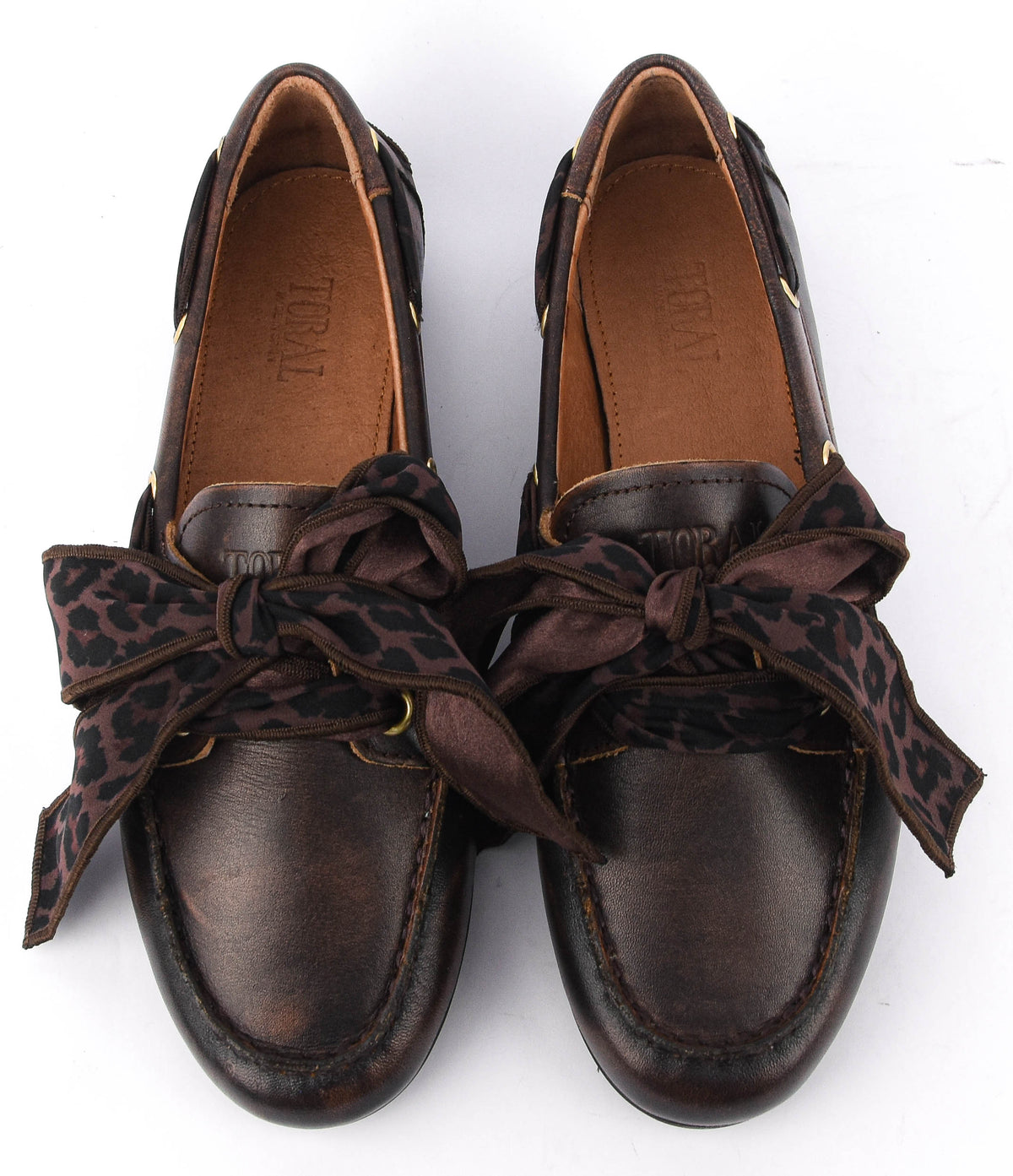 TORAL NAHUA BOATLOAFER FOULARD BROWN LEATHER