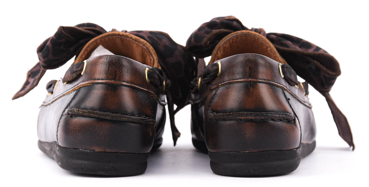 TORAL NAHUA BOATLOAFER FOULARD BROWN LEATHER