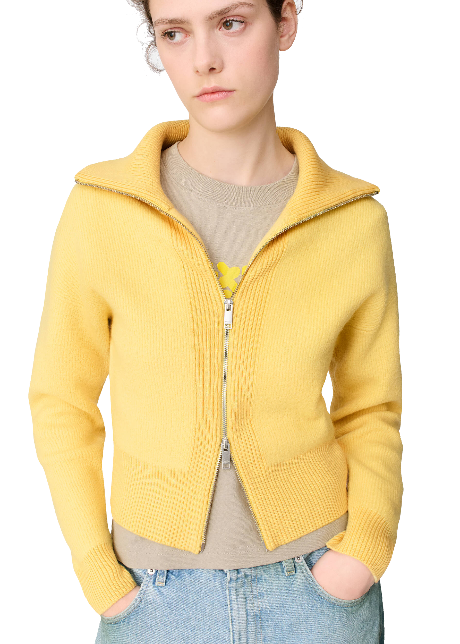 AXEL ARIGATO VERVE ZIP-UP CARDIGAN YELLOW
