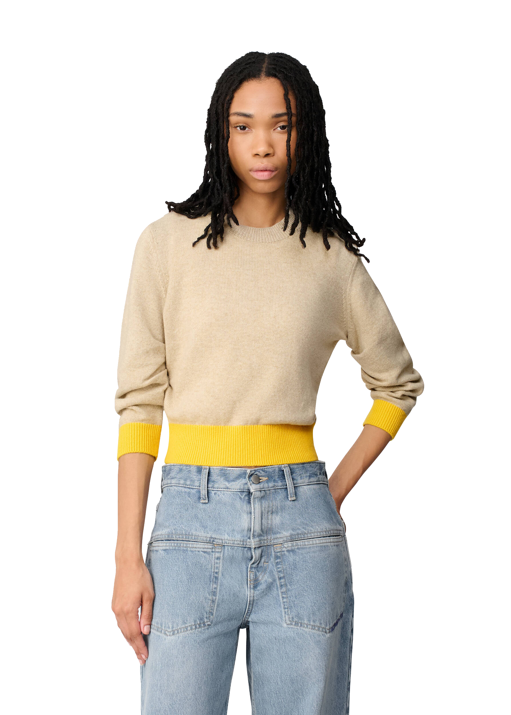AXEL ARIGATO GATHERED SWEATER BEIGE/YELLOW