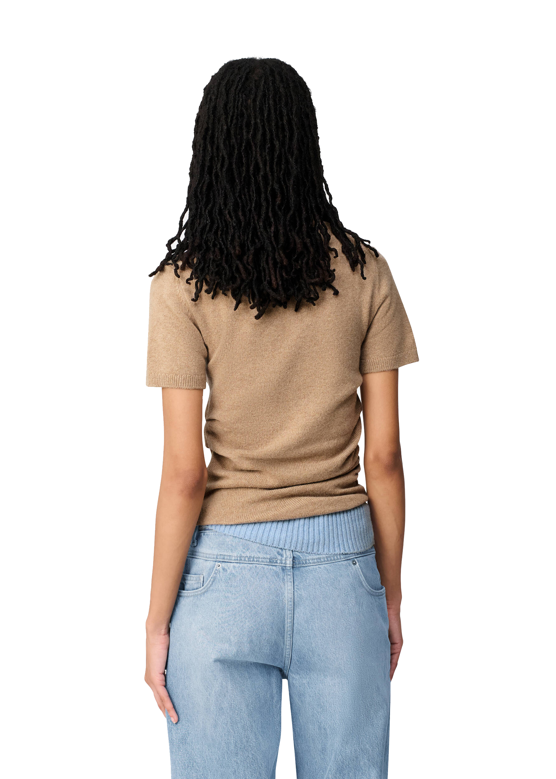 AXEL ARIGATO IVI DRAPED KNITTED TOP BEIGE/BLUE