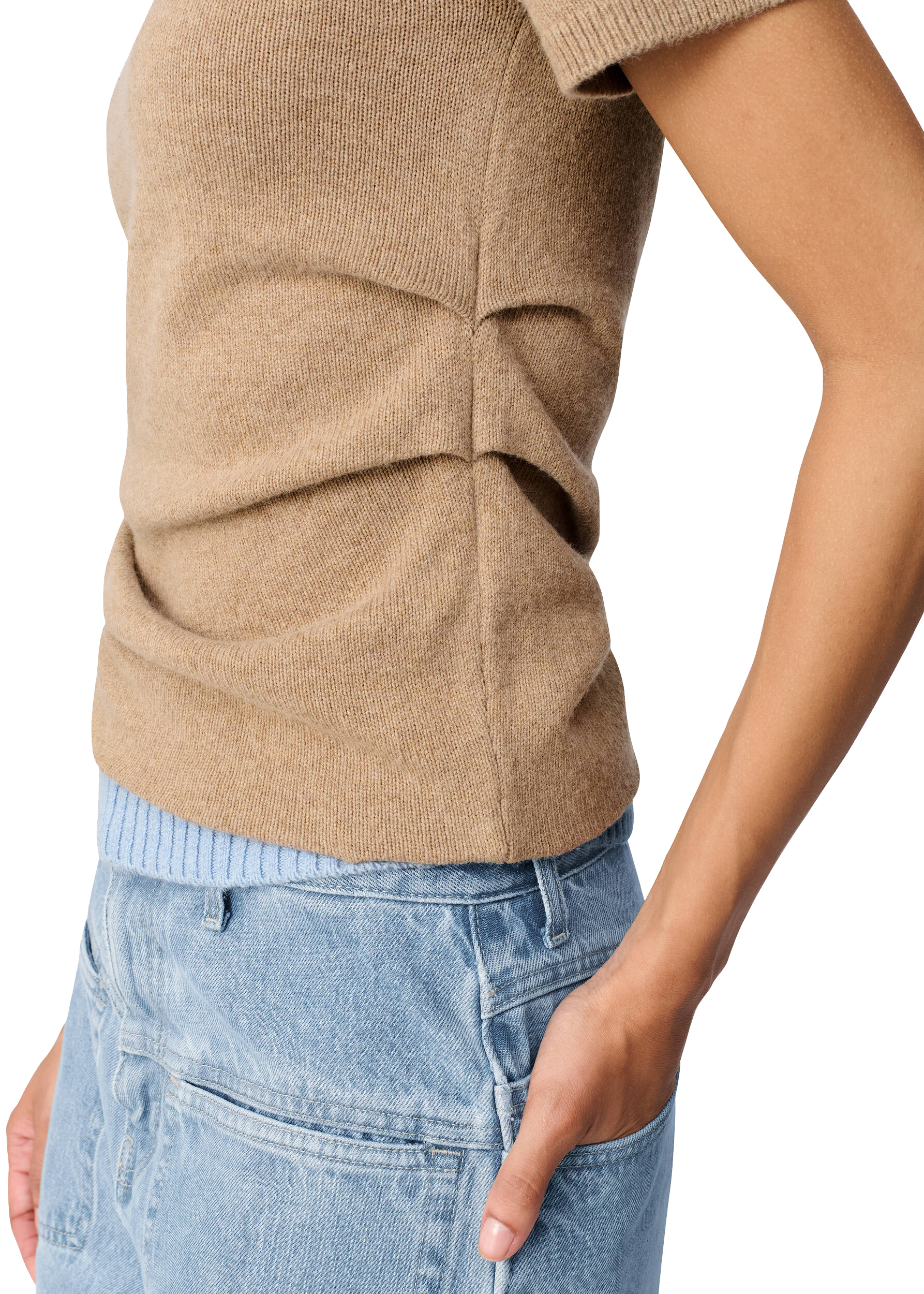 AXEL ARIGATO IVI DRAPED KNITTED TOP BEIGE/BLUE