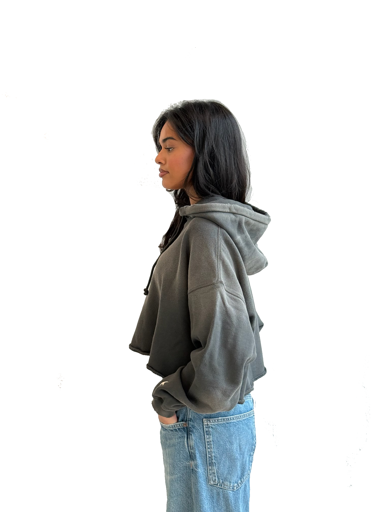 GOLDEN GOOSE OVERSIZED CROPPED HOODIE BLACK