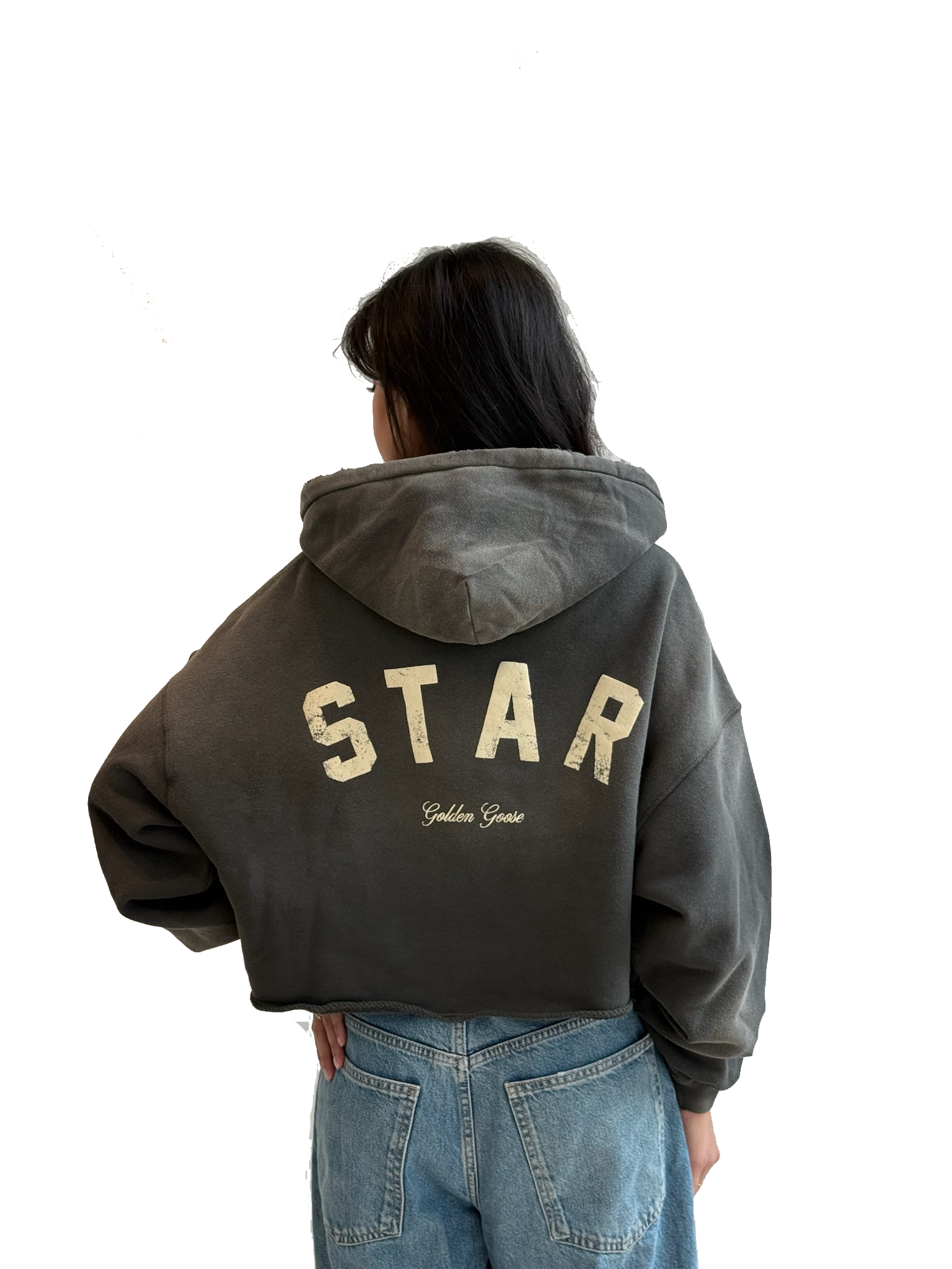 GOLDEN GOOSE OVERSIZED CROPPED HOODIE black