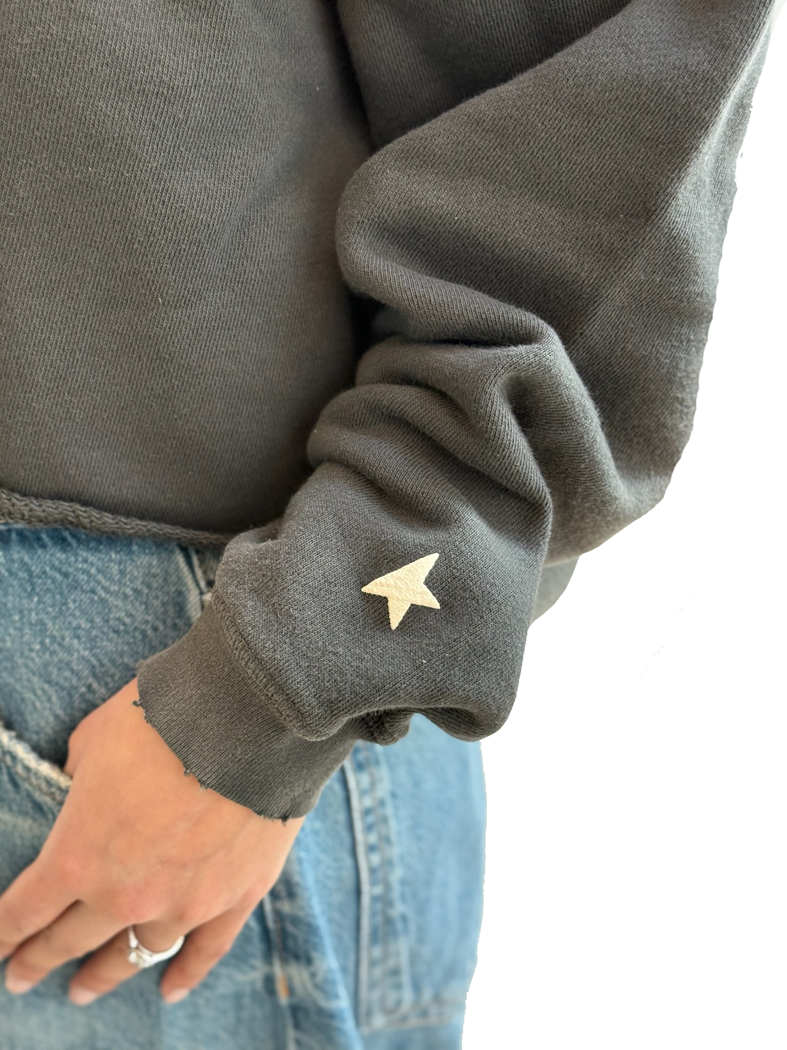 GOLDEN GOOSE OVERSIZED CROPPED HOODIE BLACK