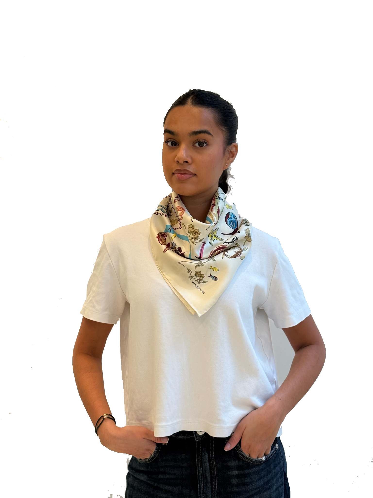 MANTERO FLORIDA KEYS SILK SCARF OFFWHITE