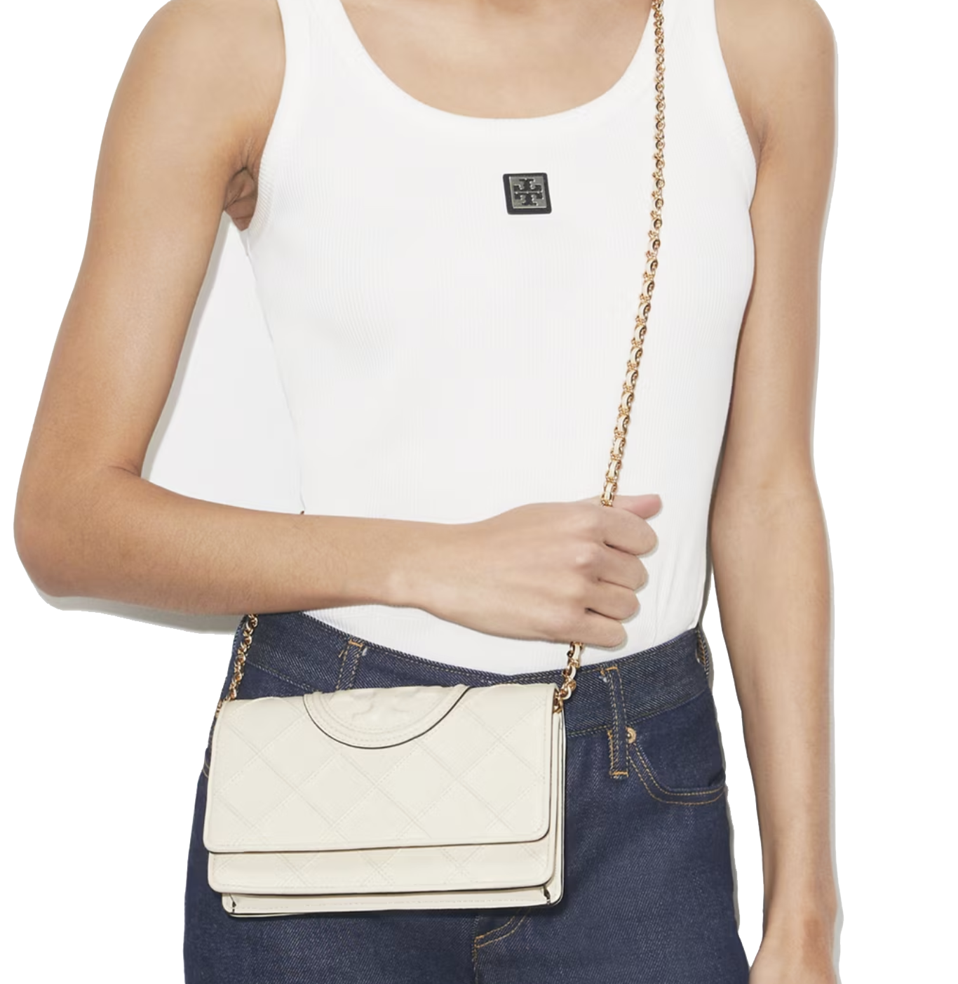 TORY BURCH FLEMING CHAINWALLET CREAM