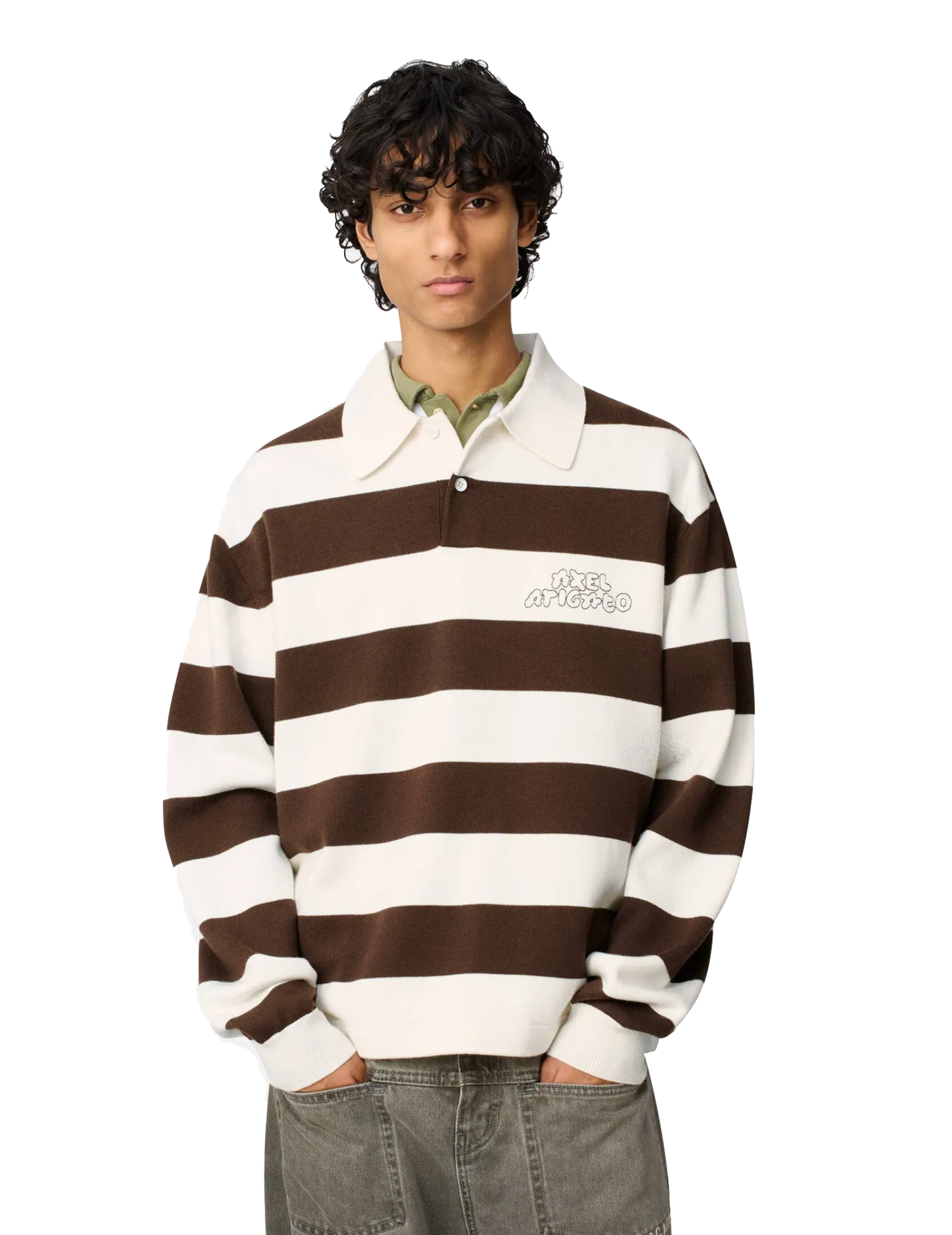 AXEL ARIGATO REY POLO SWEATER WHITE/BROWN