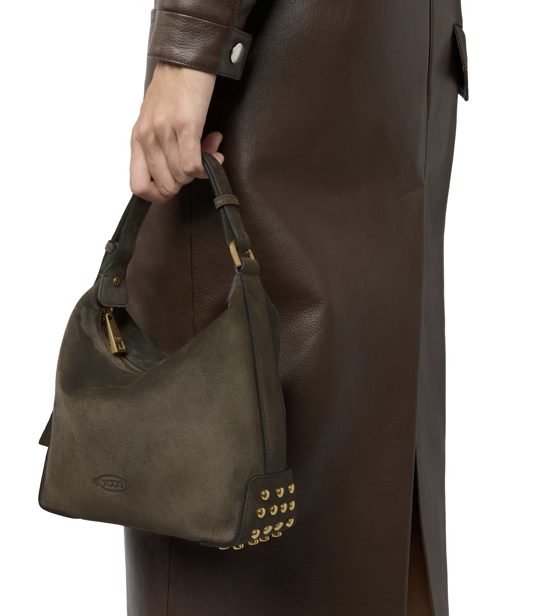 TODS METAL DOTS MINI BAG GREY SUEDE