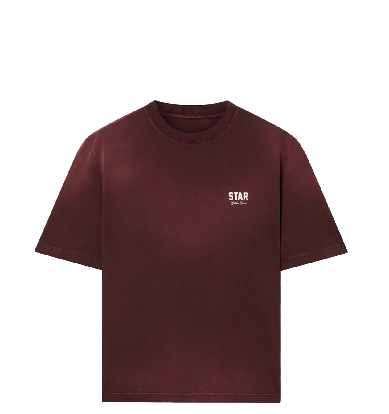 GOLDEN GOOSE T-SHIRT JERSEY LOGO BURGUNDY