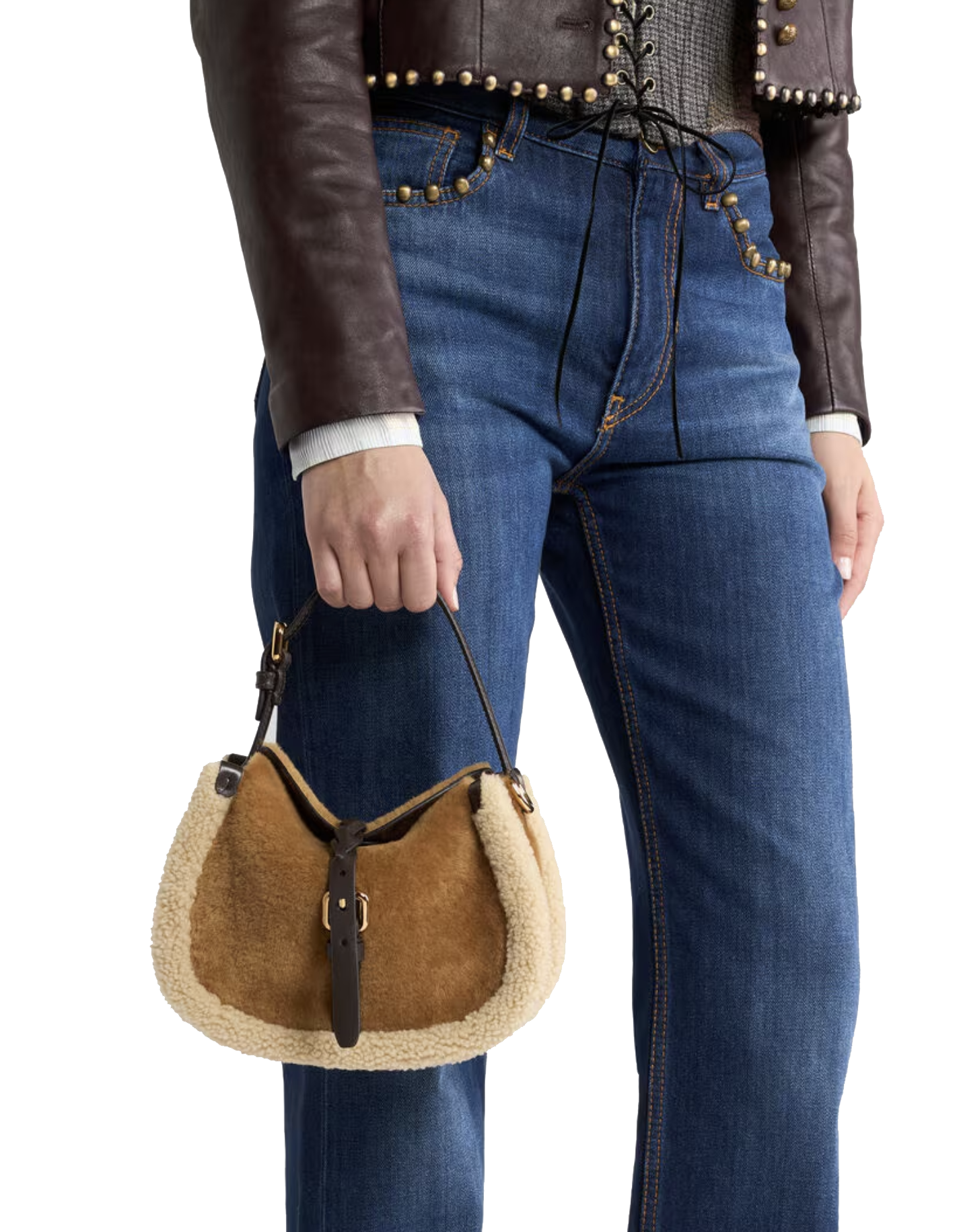 ETRO PONY CROSSBODY SMALL BAG SHEARLING SUEDE