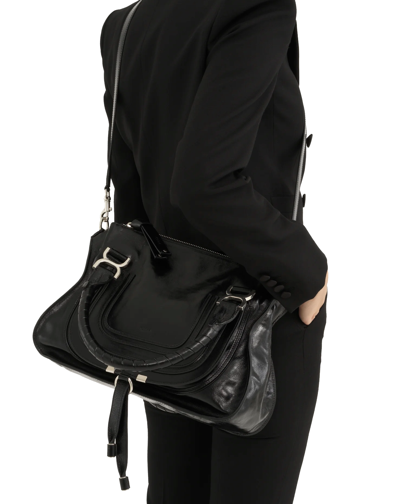 CHLOE MARCIE DOUBLE CARRY BAG BLACK