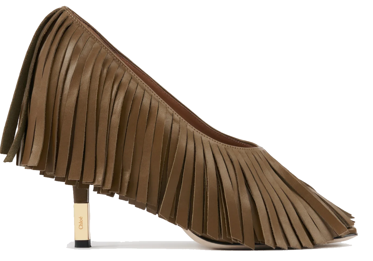 CHLOE MONA PUMP FRINGES DARK KAKI