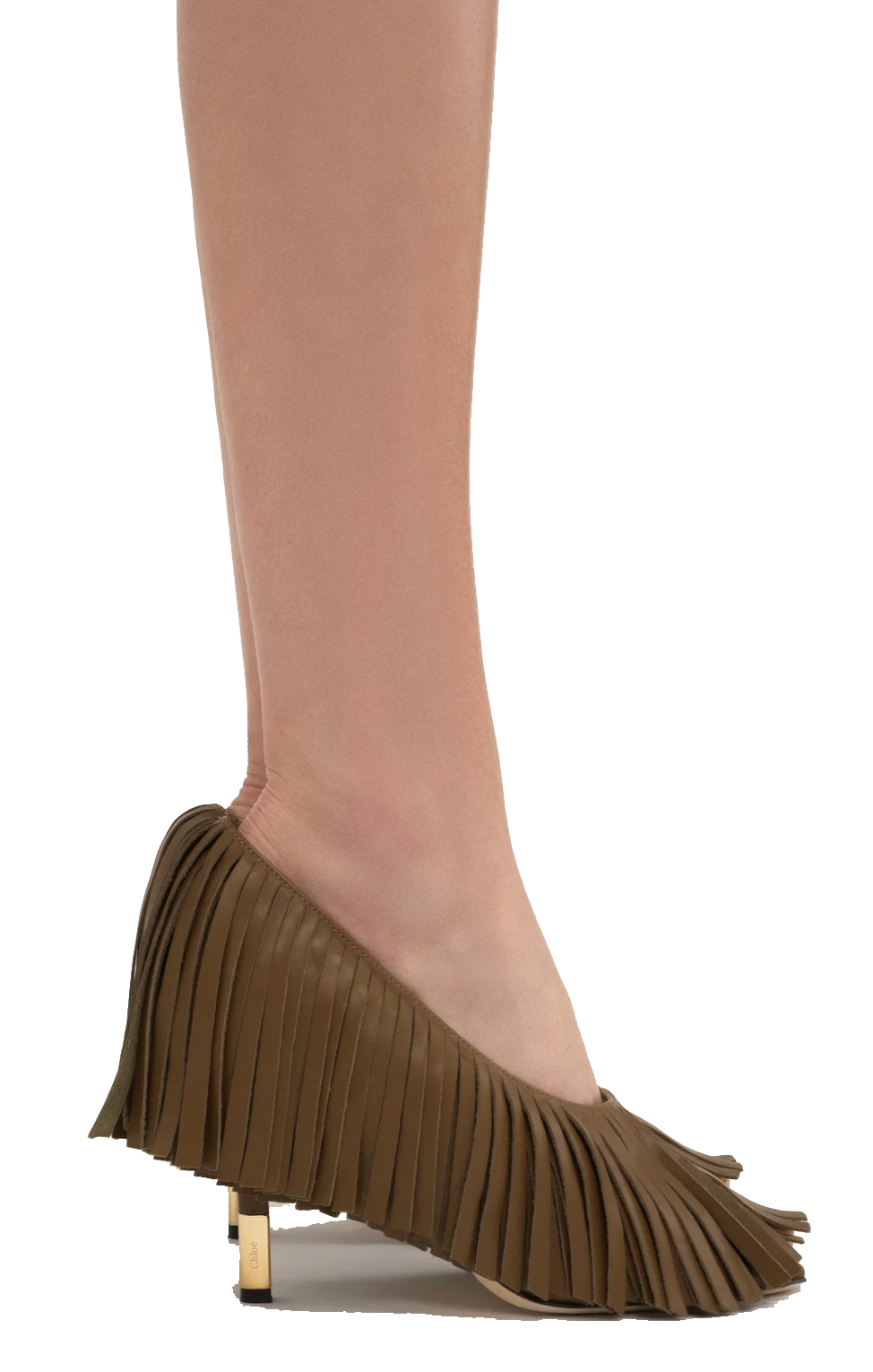 CHLOE MONA PUMP FRINGES DARK KAKI