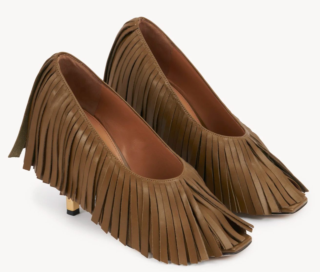 CHLOE MONA PUMP FRINGES DARK KAKI