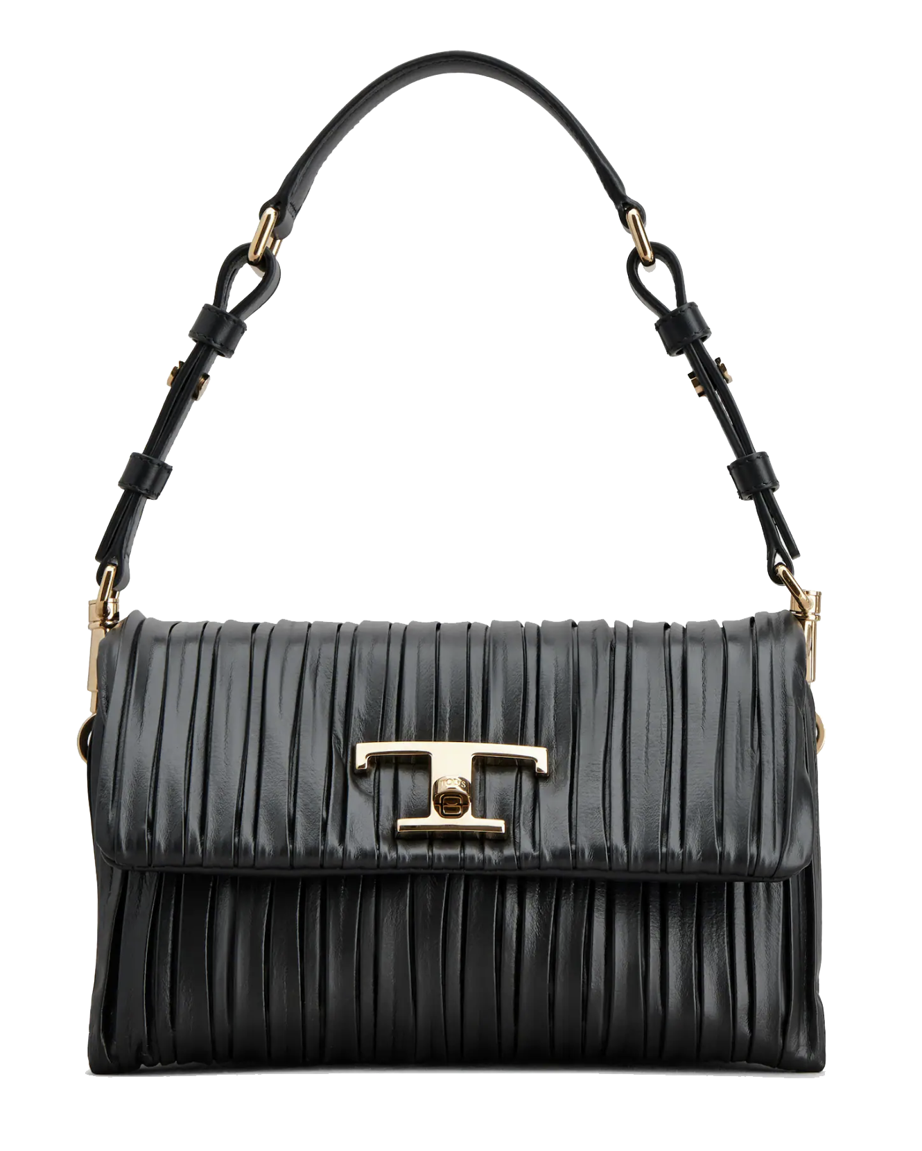 TODS T TIMELESS FLAP MEDIUM BAG IN BLACK