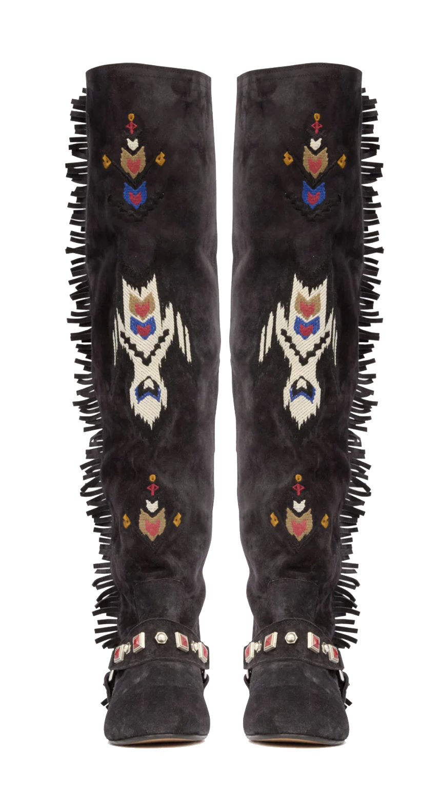 ISABEL MARANT SLAVA EMBROIDERED BOOT BLACK