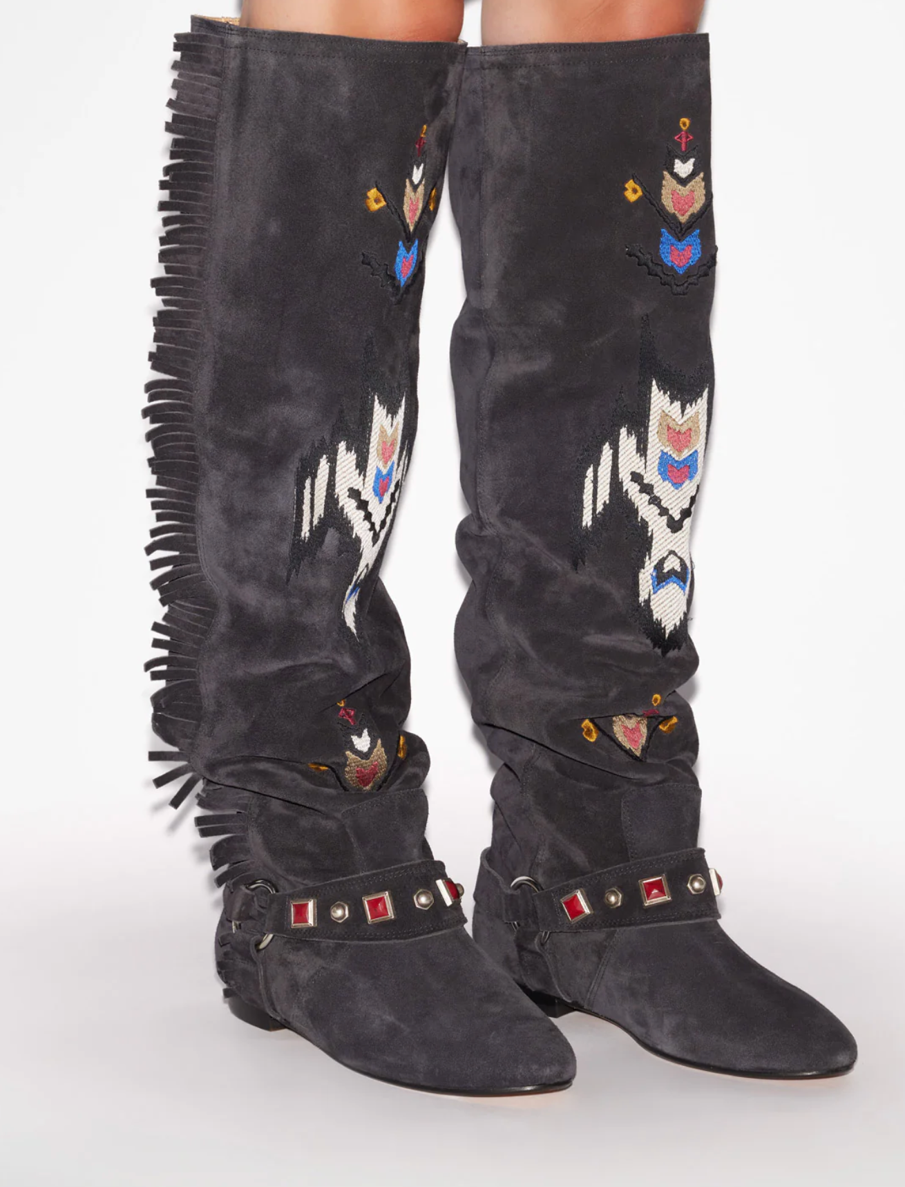 ISABEL MARANT SLAVA EMBROIDERED BOOT BLACK