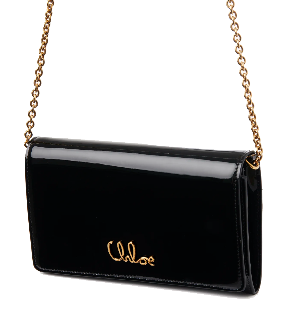 CHLOE ICONIC FLAP WALLET SHINY BLACK