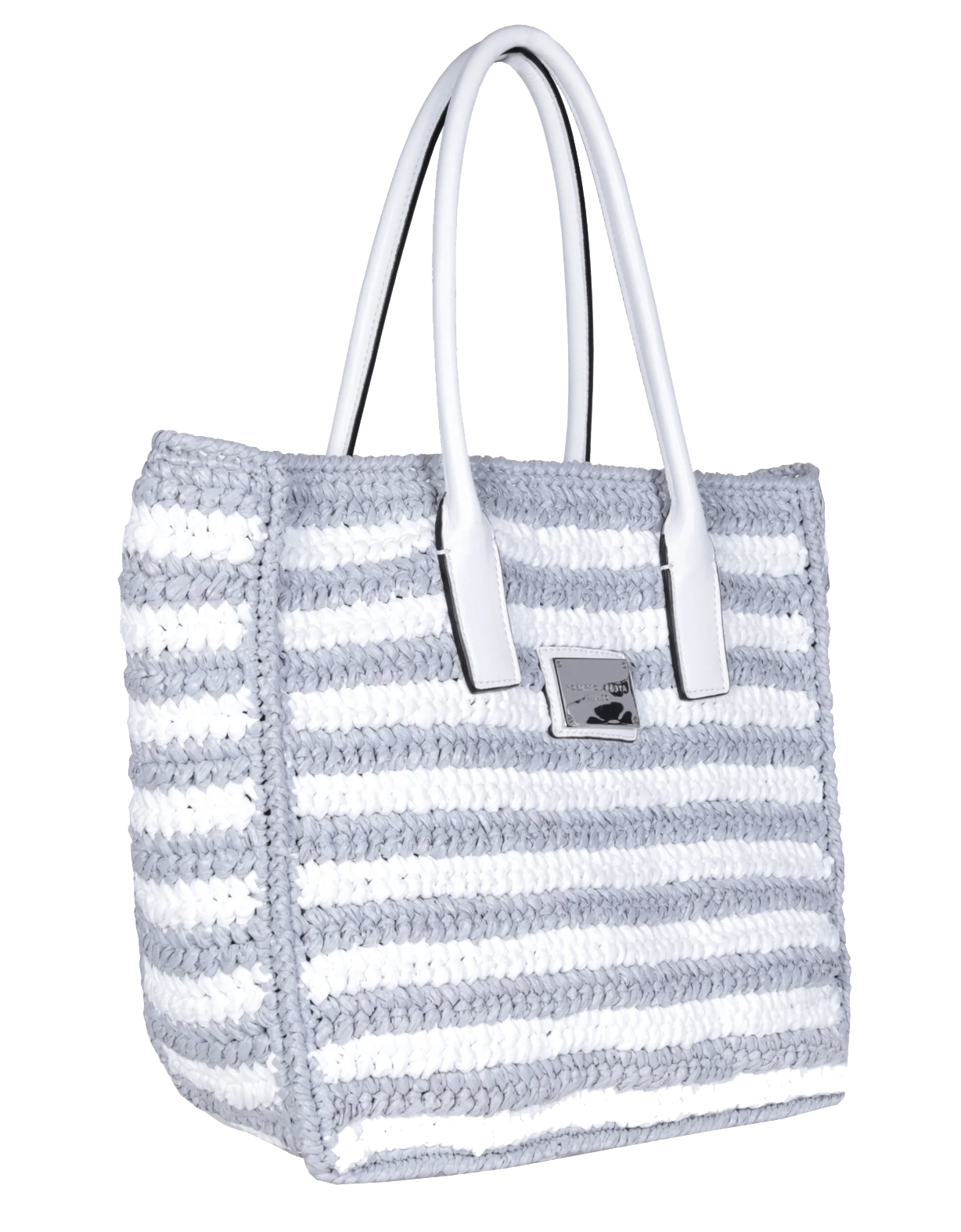 ROBERTO FESTA RAFFIA BAG WHITE GREY