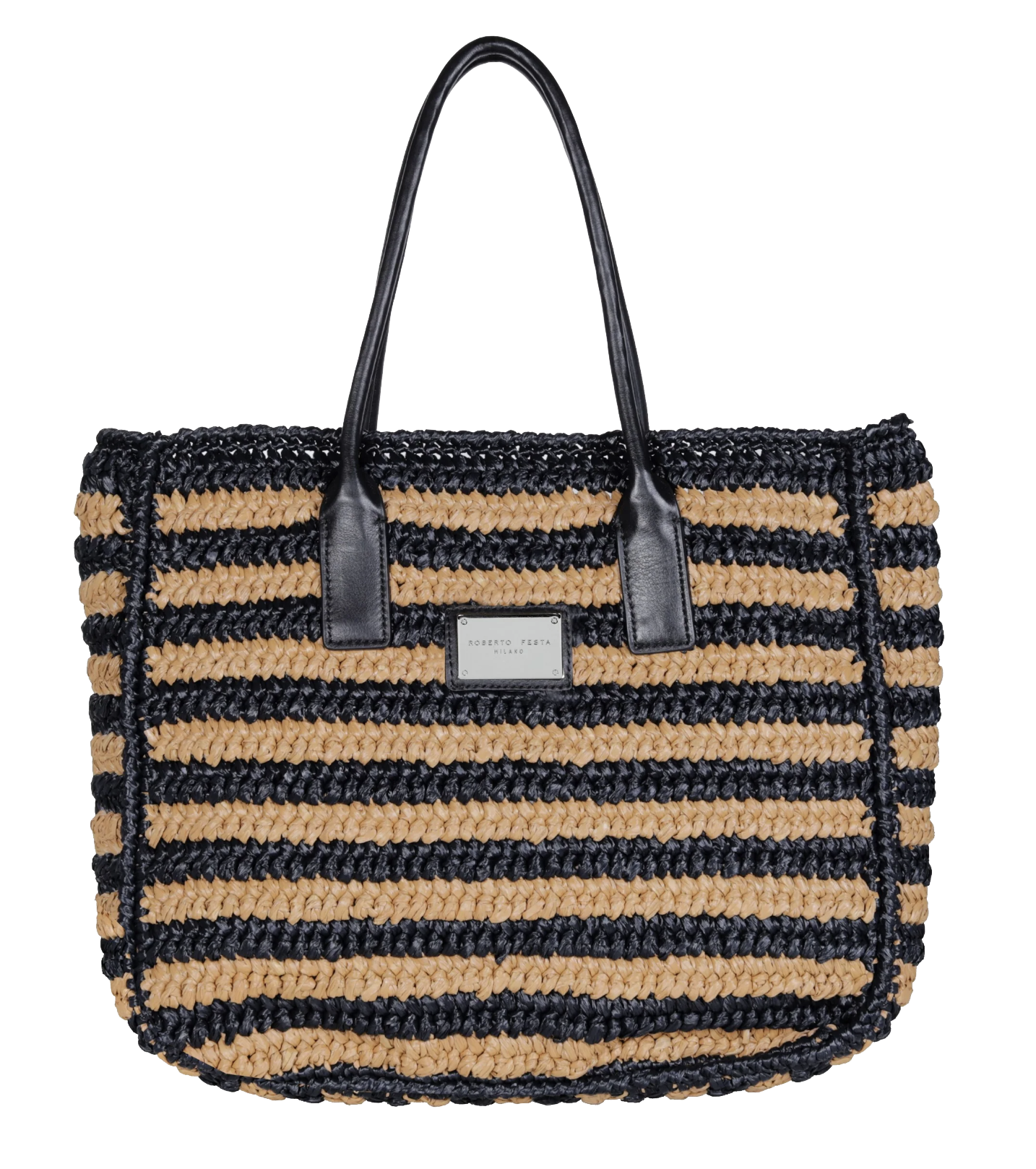 ROBERTO FESTA RAFFIA BAG BLACK NATUREL