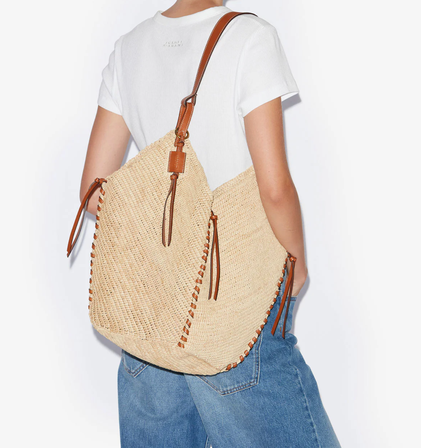 ISABEL MARANT TAMPA RAFFIA SHOULDER BAG