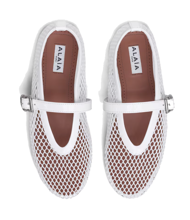 ALAIA FISHNET BALLERINA BLANC