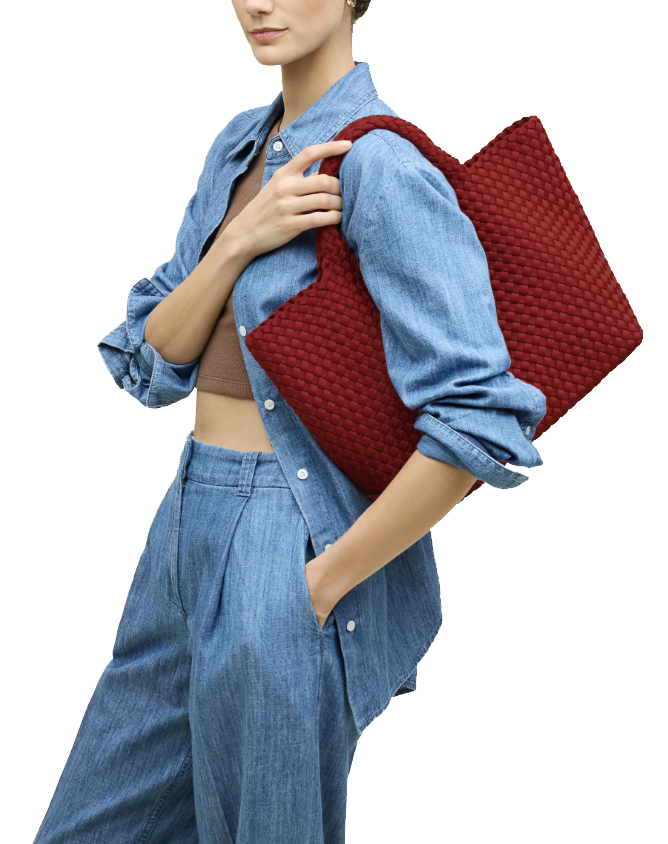 NAGHEDI ST BARTHS MEDIUM TOTE ROSSO