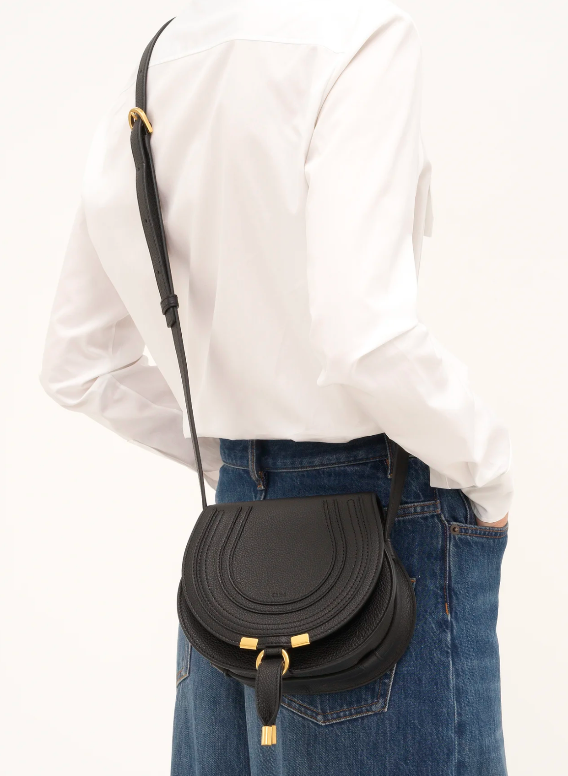 CHLOE MARCIE SMALL SADDLE BAG BLACK