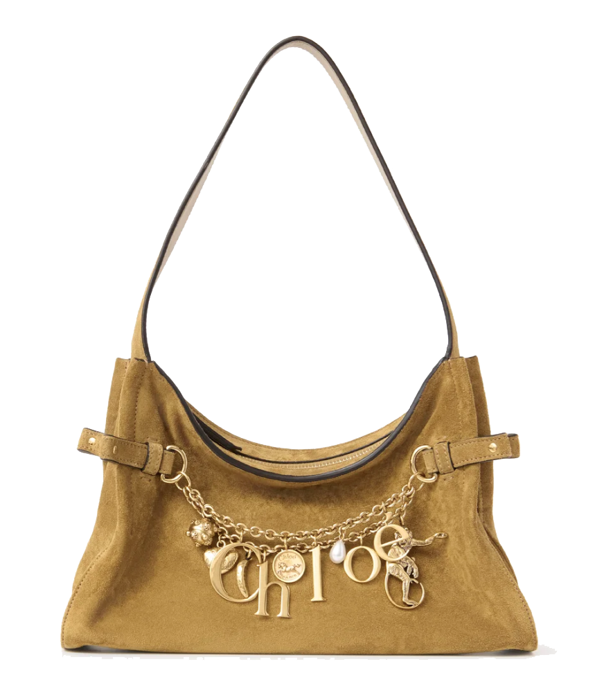 CHLOE CHARMS HOBO BAG GOLD KAKI