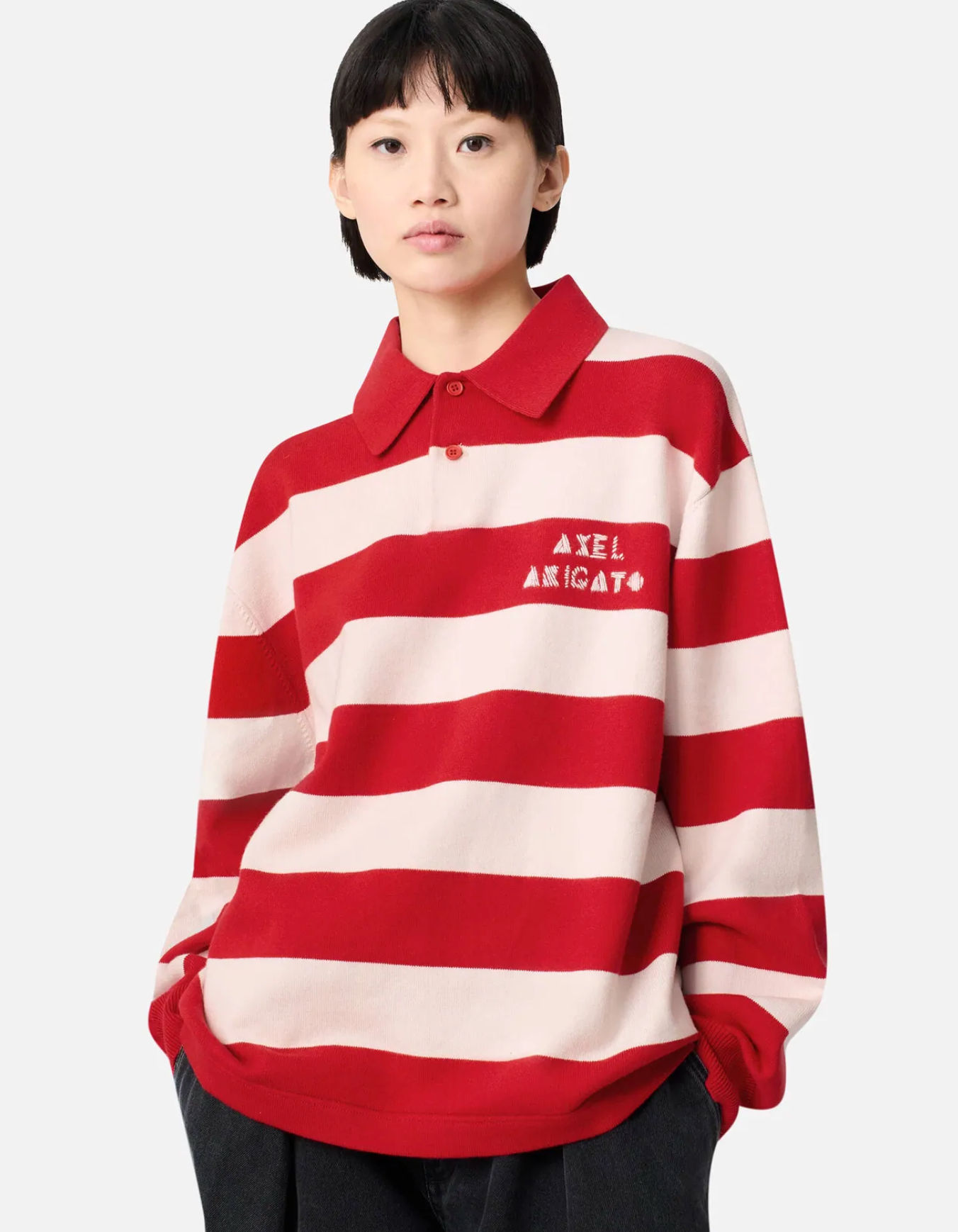 AXEL ARIGATO FREY POLO SWEARER RED LIGHT PINK