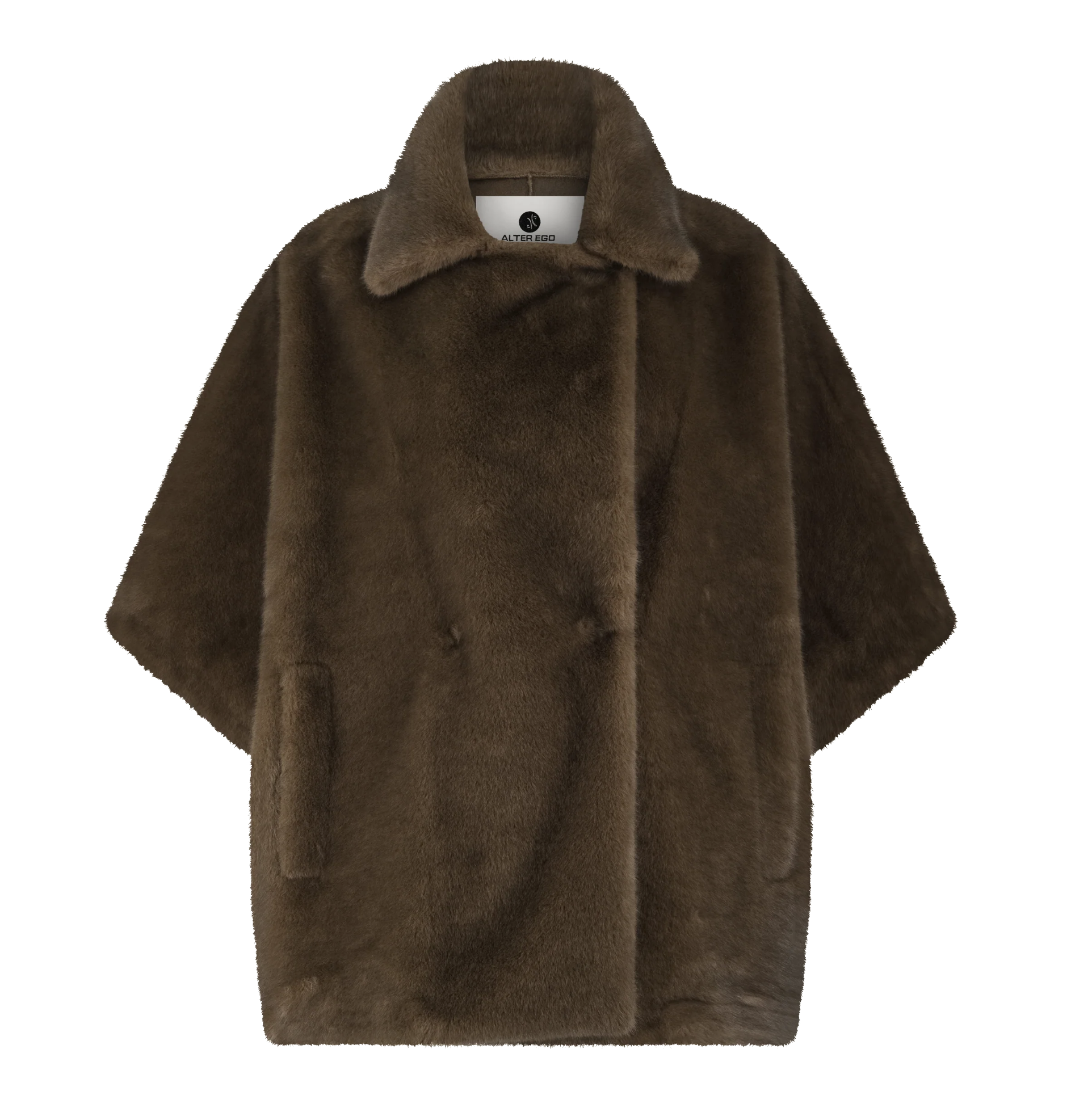 ALTER EGO ELIN PONCHO FAUX MINK COFFEE