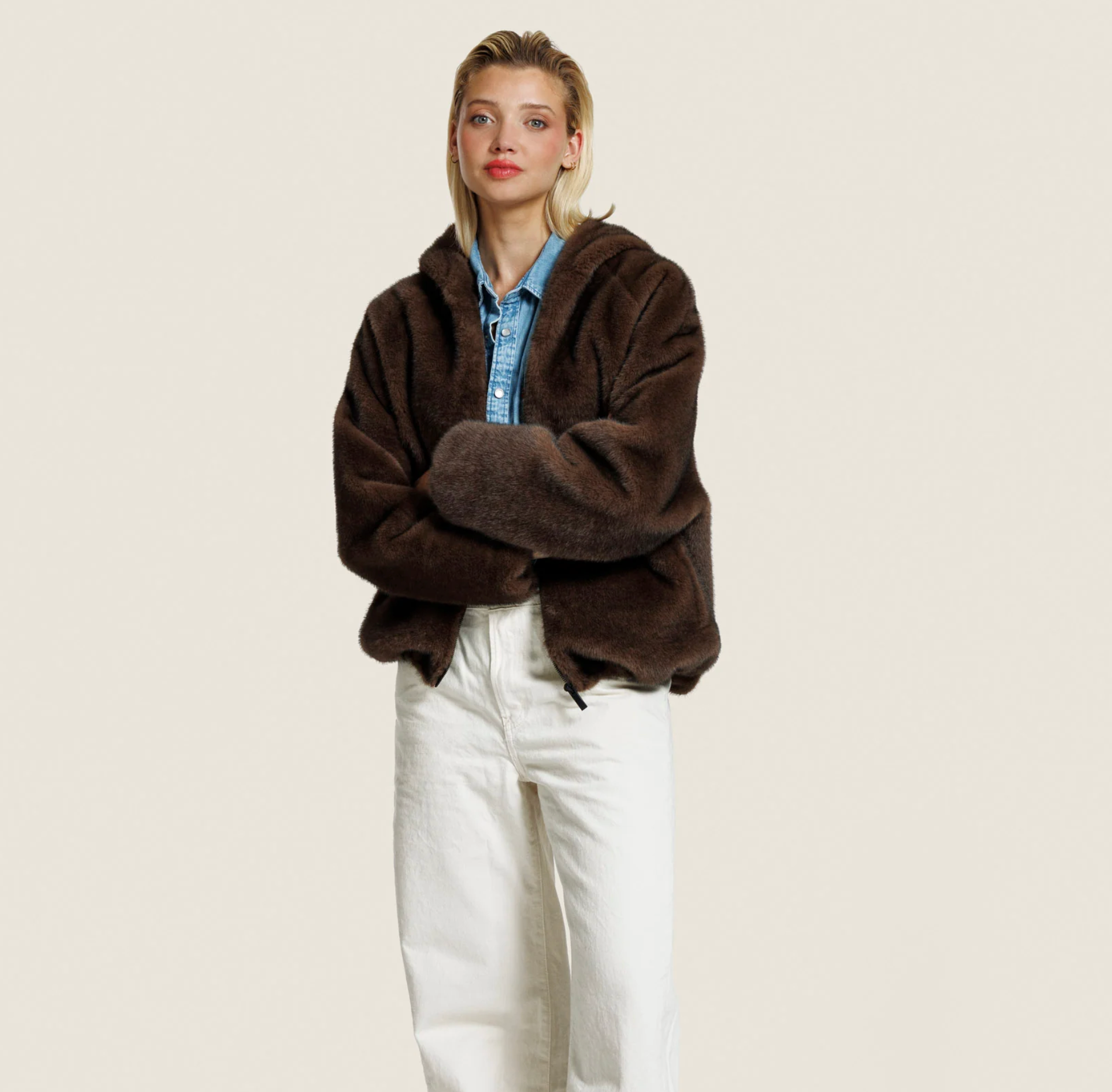 ALTER EGO JADA FAUX MINK COFFEE