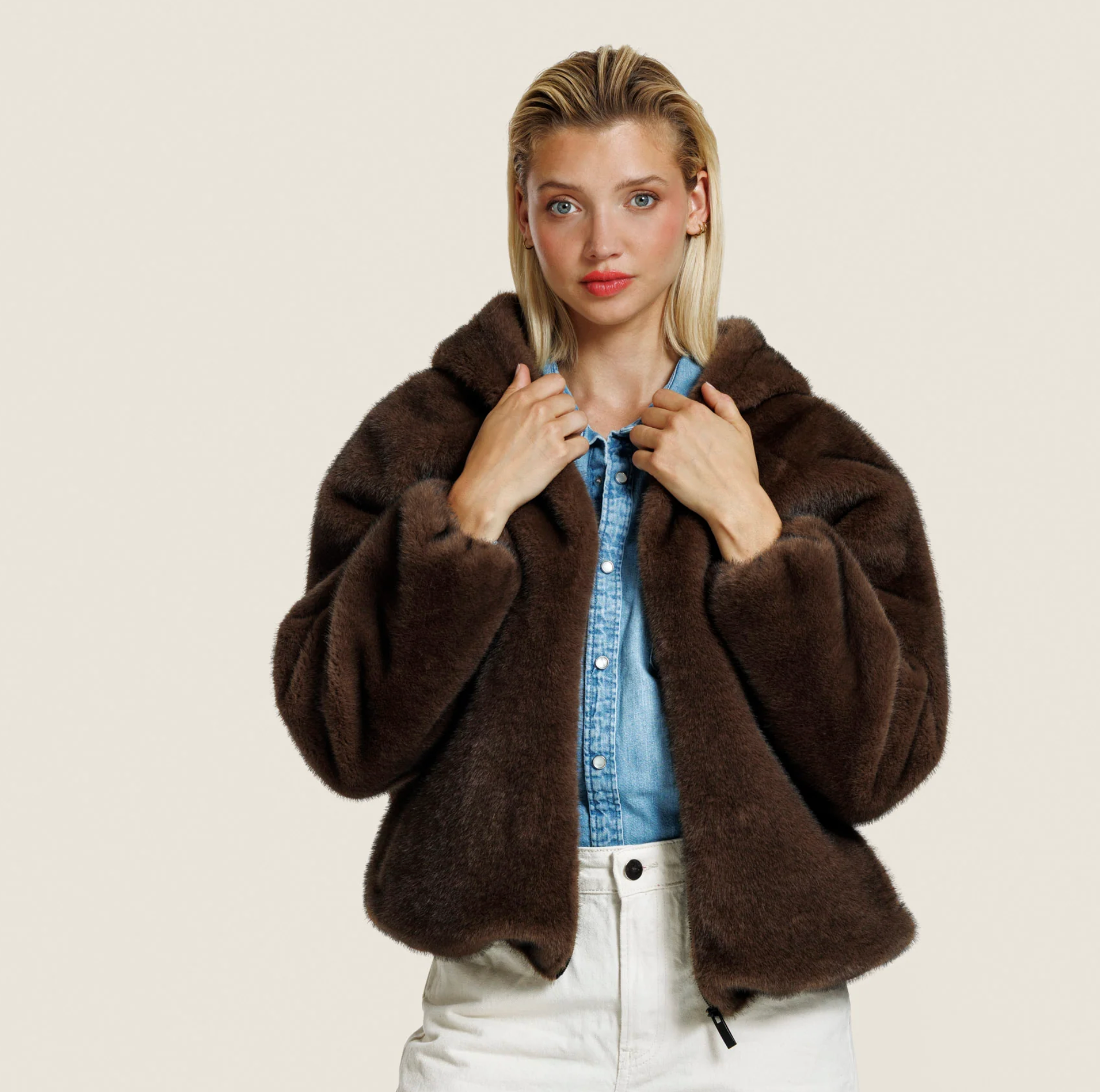 ALTER EGO JADA FAUX MINK COFFEE