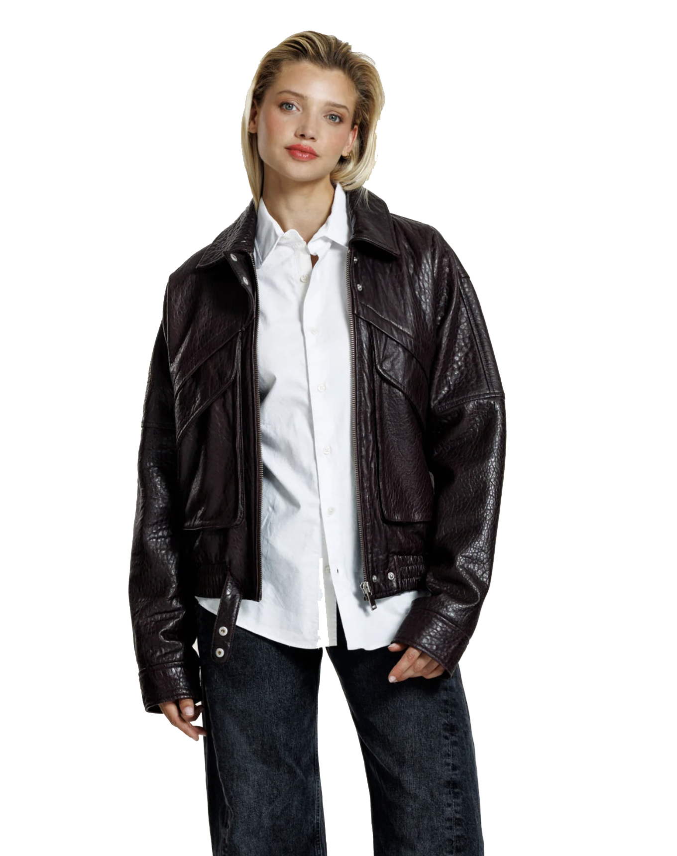 ALTER EGO RIVER LEATHER JACKET BURGUNDY