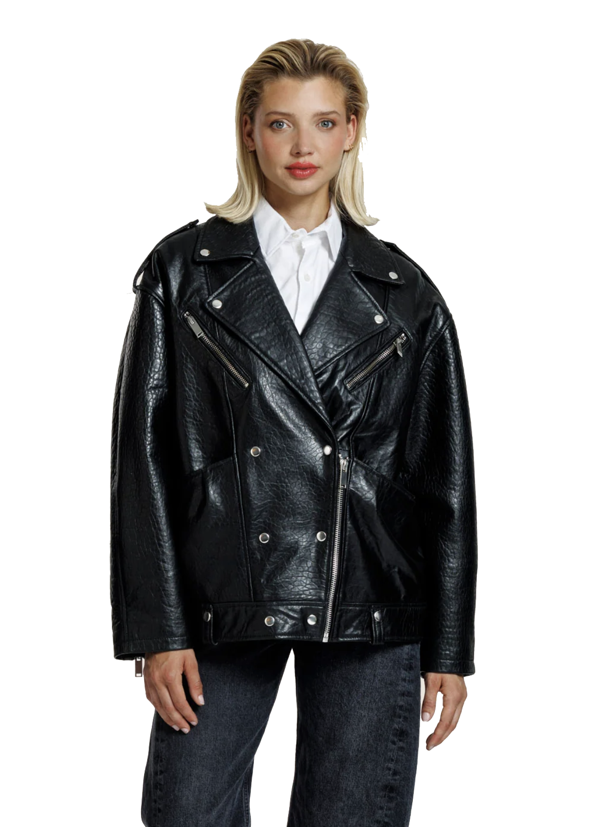 ALTER EGO CARMEL LEATHER JACKET BLACK