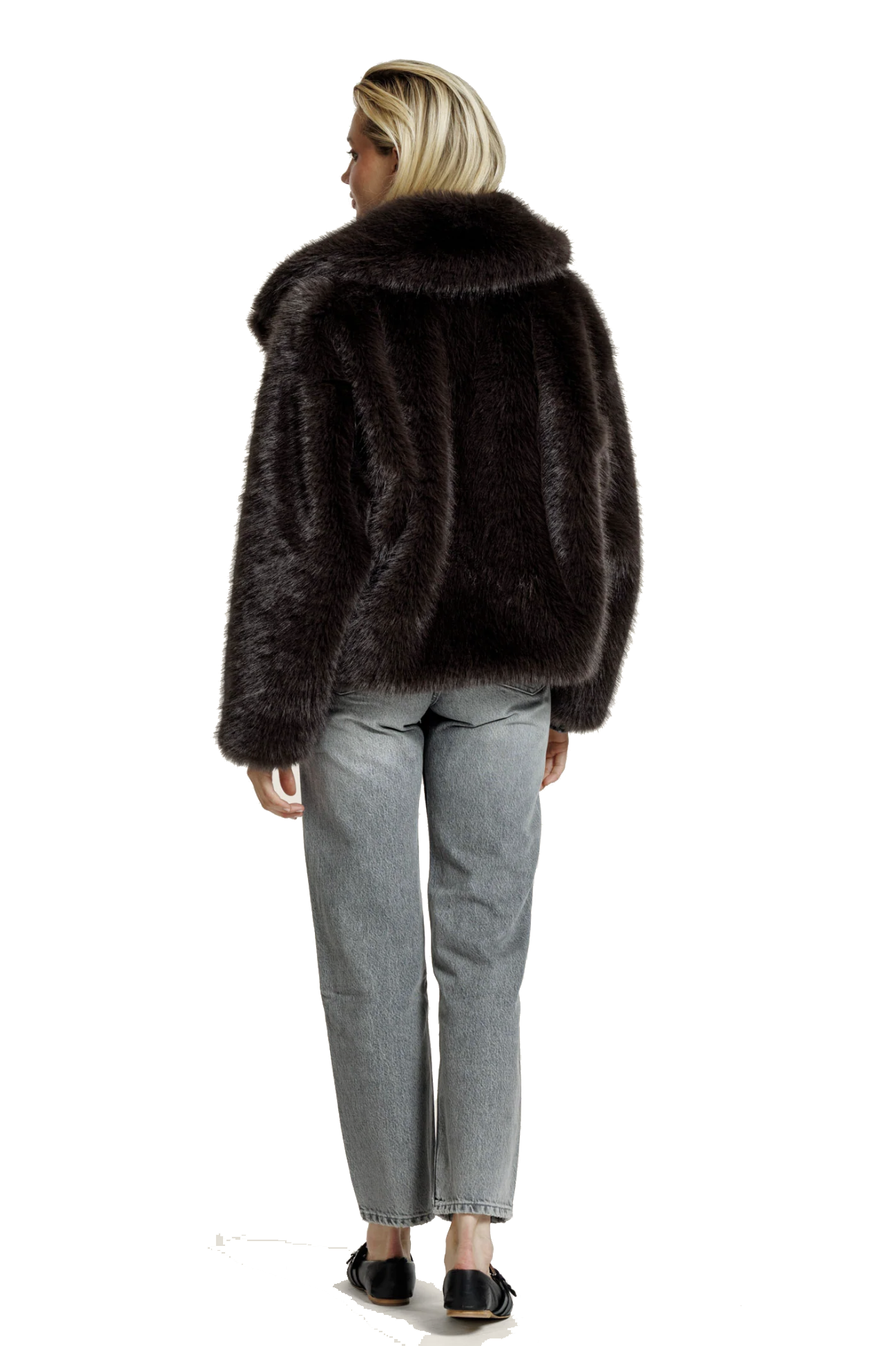 ALTER EGO NOVI FAKE FUR JACKET DARK BROWN