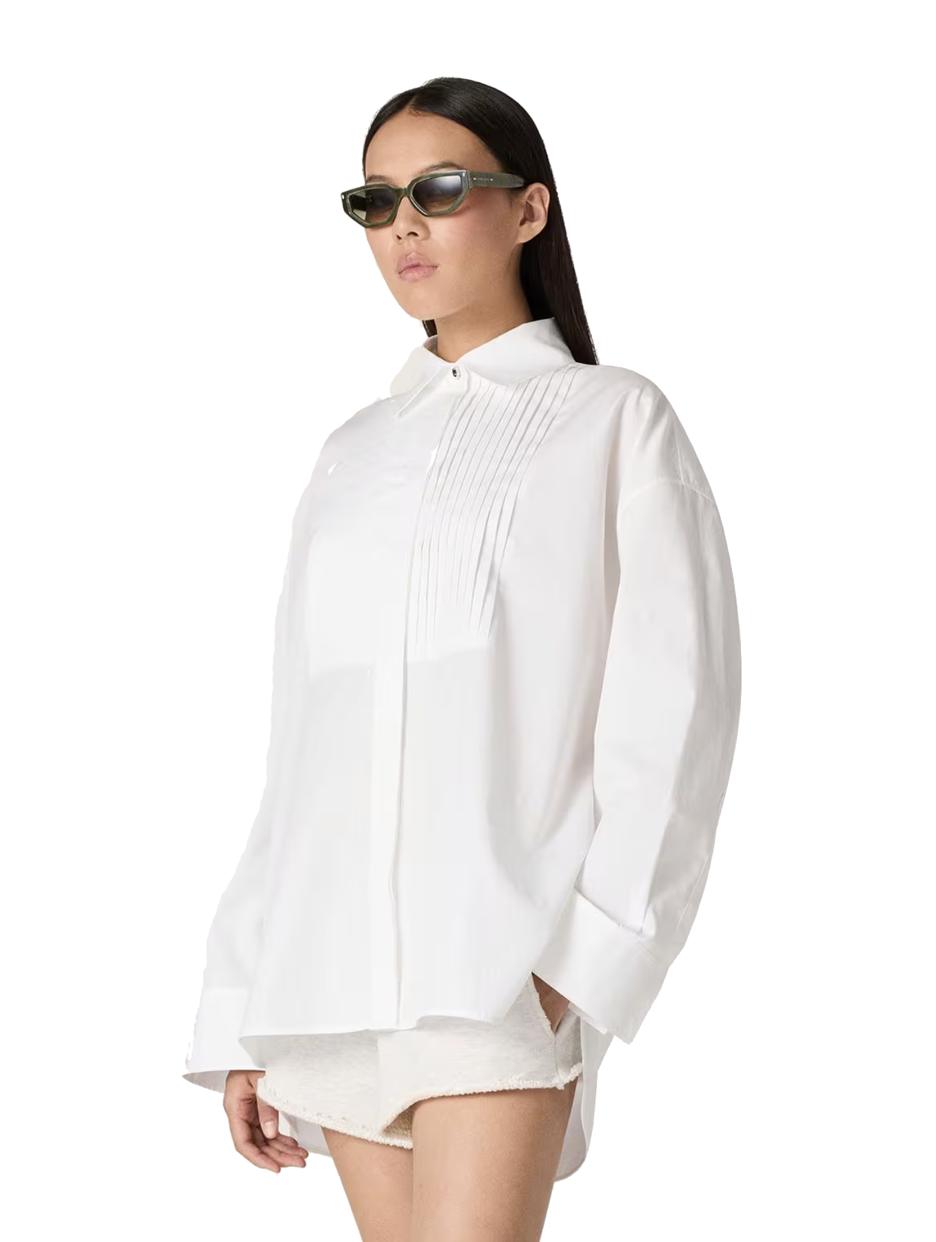 GOLDEN GOOSE OVER SHIRT WHITE PLEATED DETAILS
