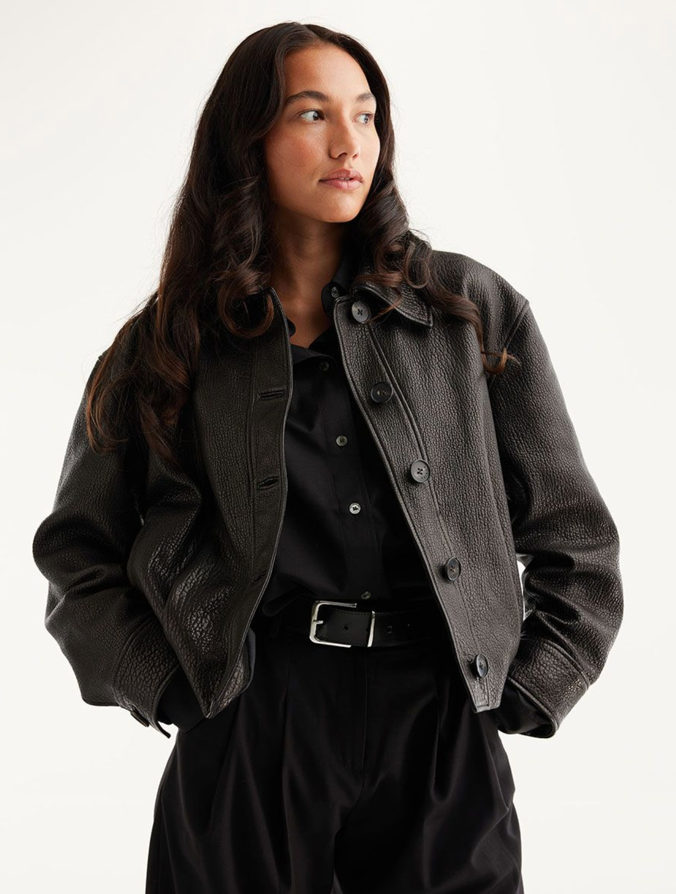 NUBIKK KATE JACKET BLACK GRAIN LEATHER
