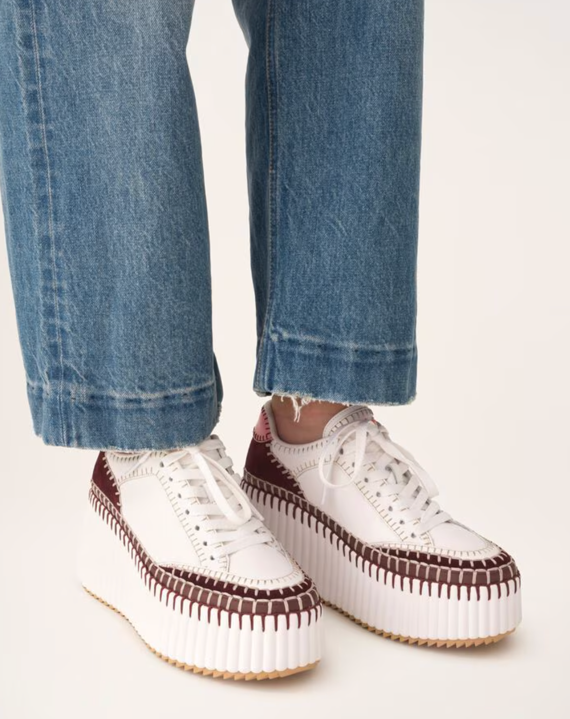 CHLOE NAMA WEDGE SNEAKER BURGUNDY PINK