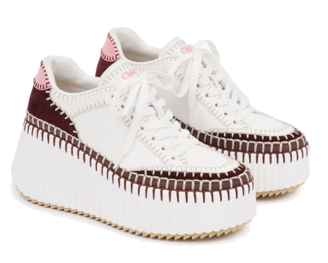 CHLOE NAMA WEDGE SNEAKER BURGUNDY PINK