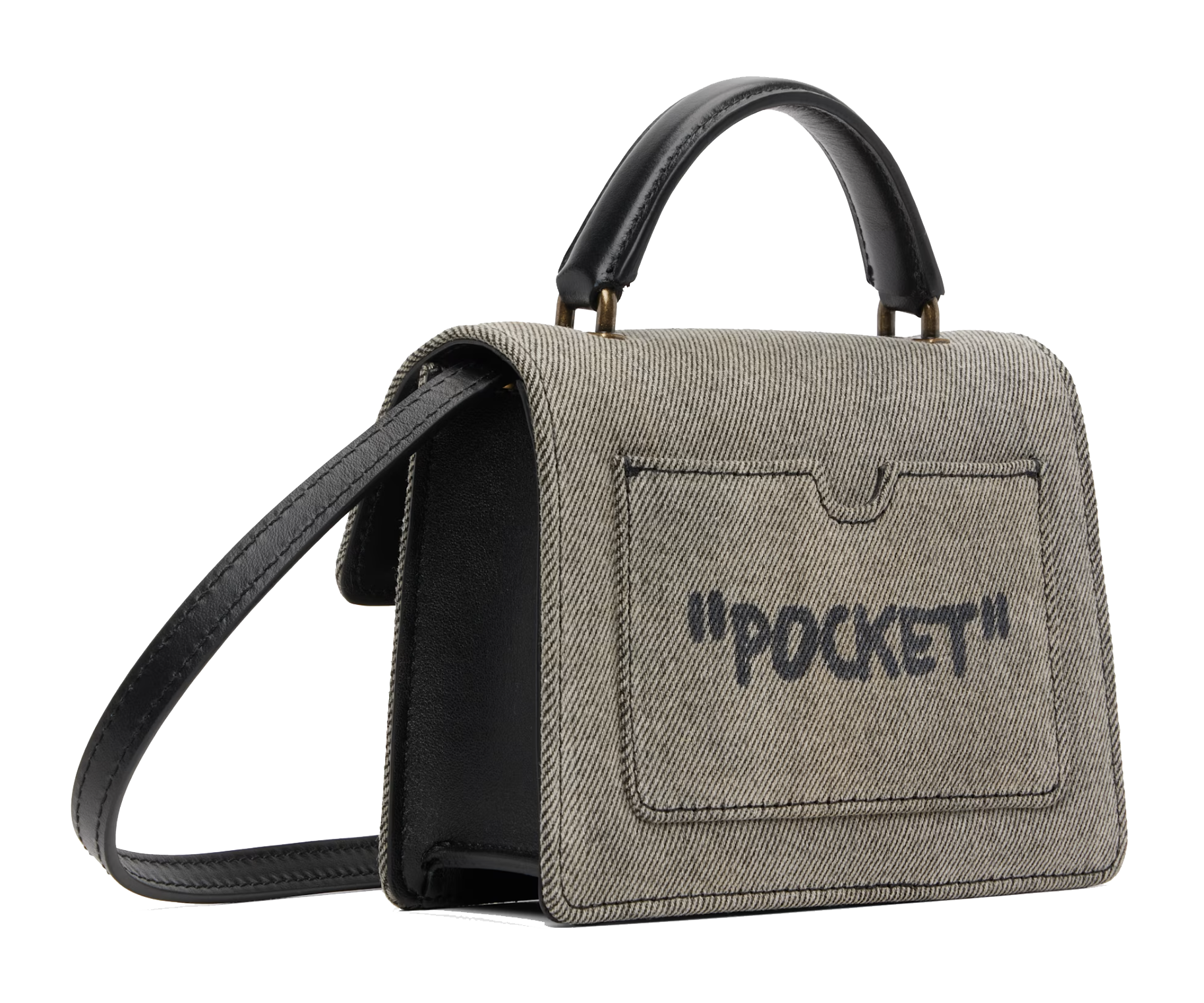 OFF WHITE JITNEY 1.4 TOP HANDLE DENIM DIRTY BLACK