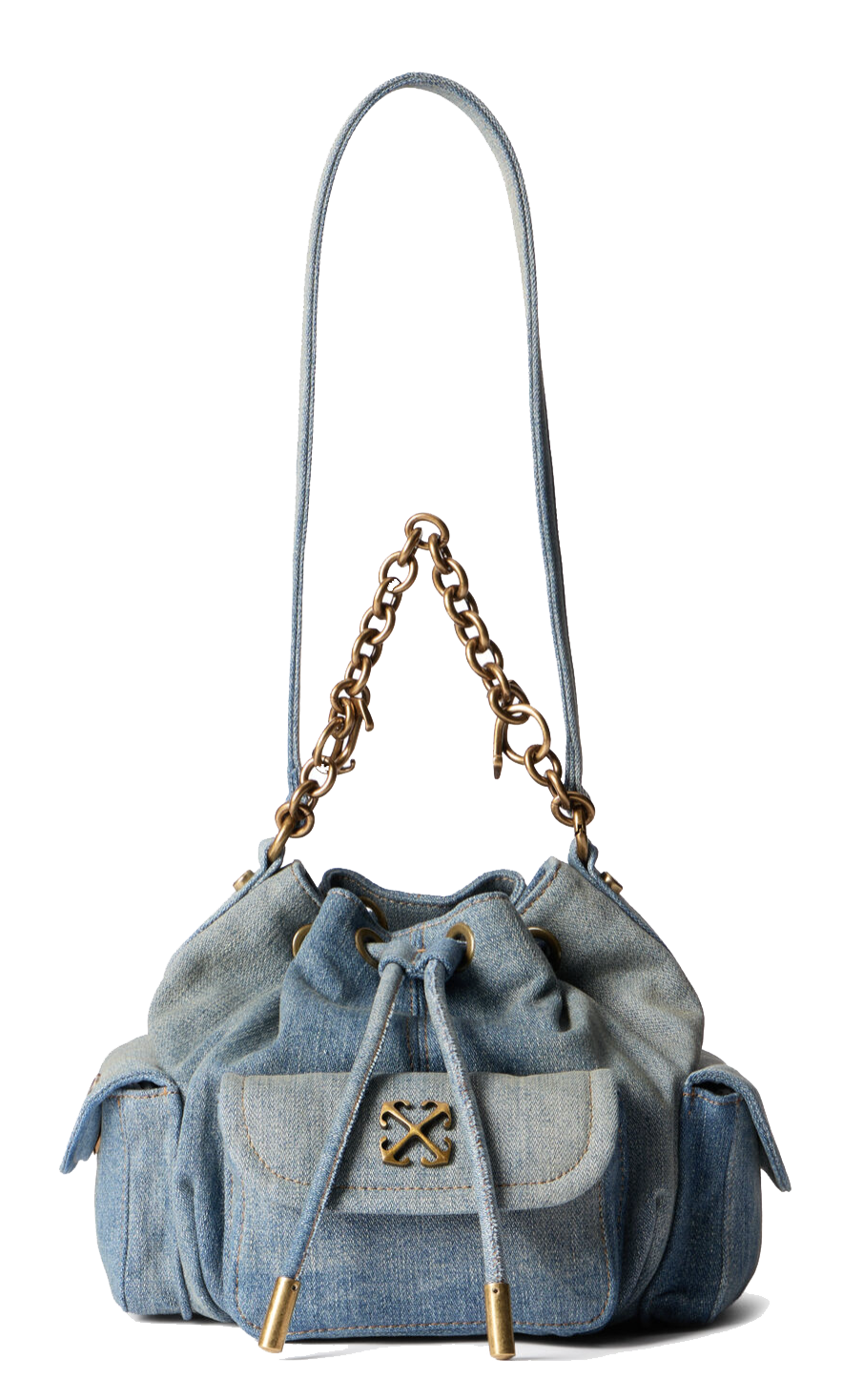 OFF WHITE DUMBO B BUCKET BAG DENIM DIRTY BLUE