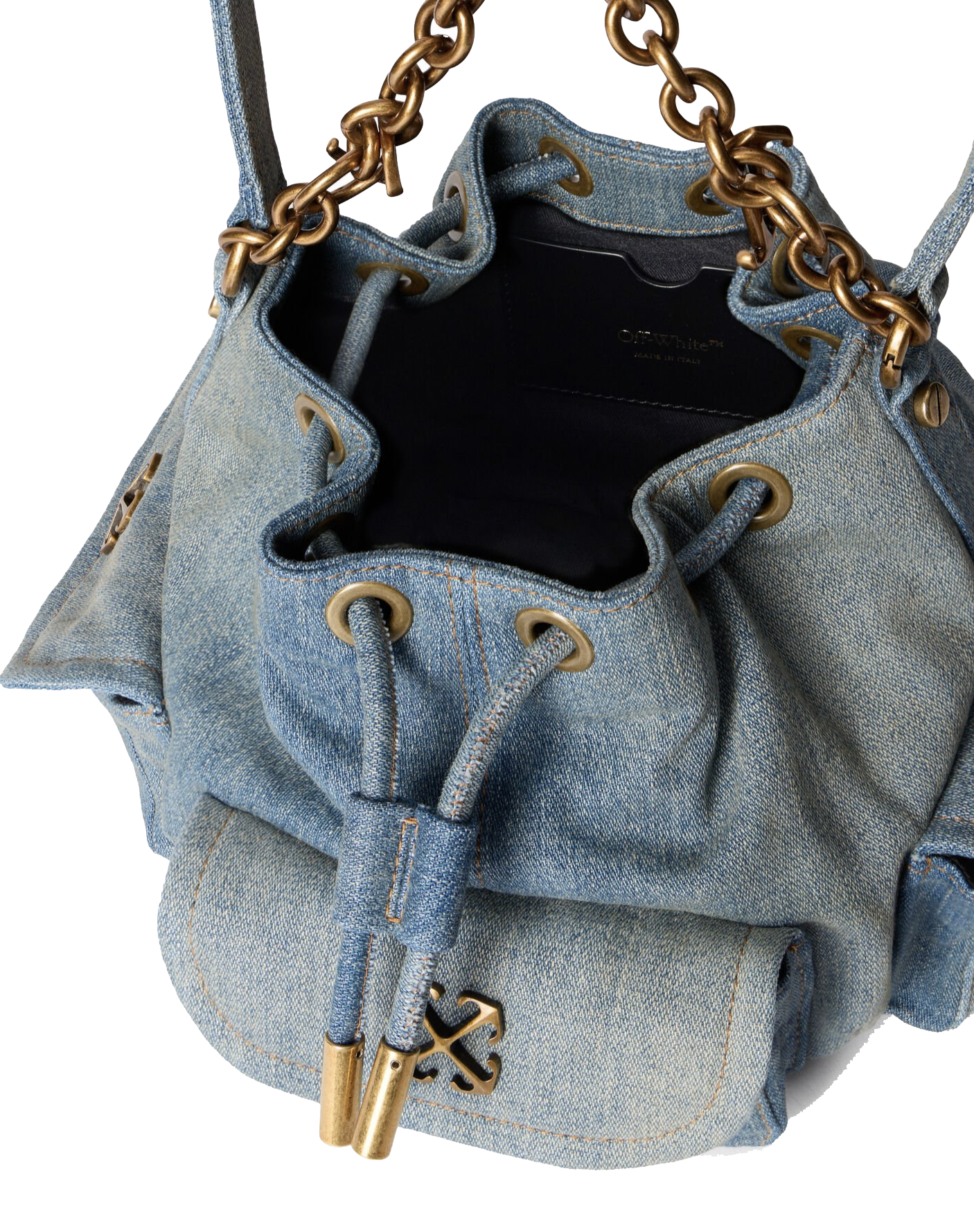 OFF WHITE DUMBO B BUCKET BAG DENIM DIRTY BLUE