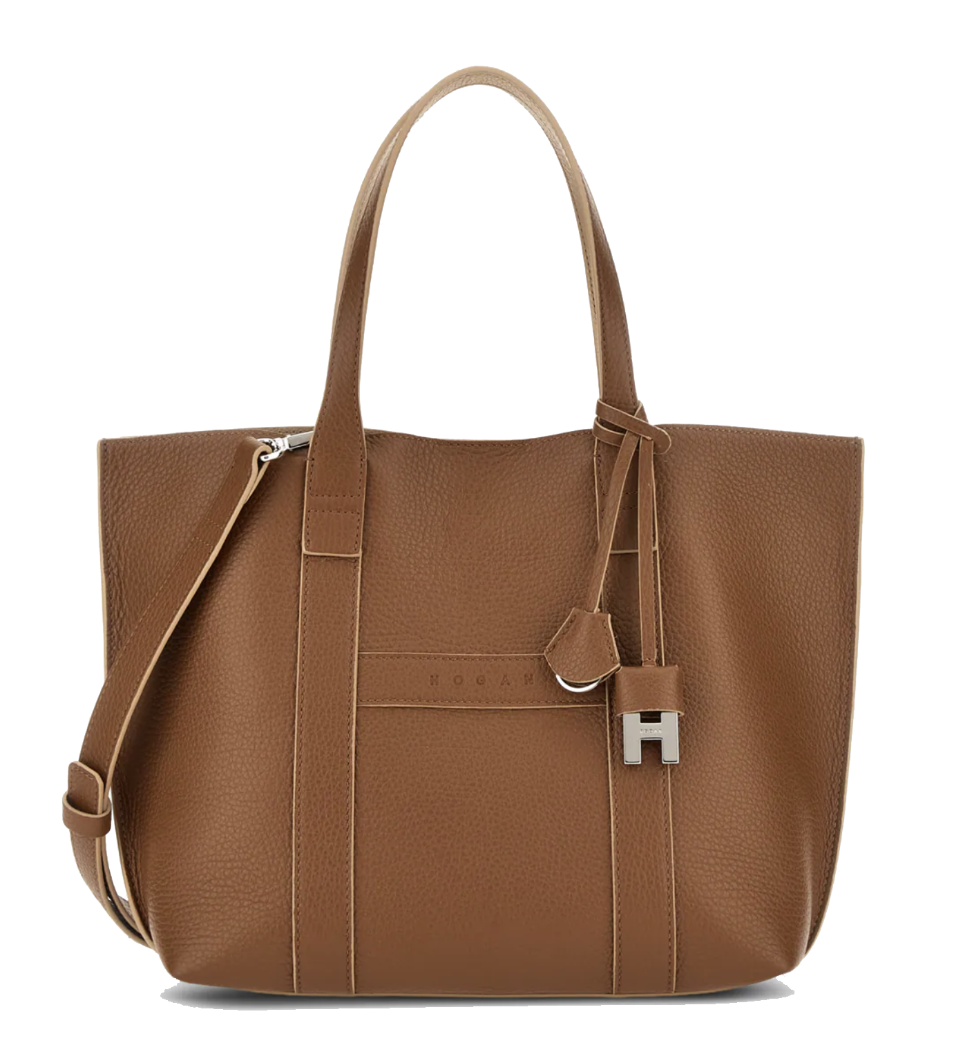 HOGAN SCRIPT SHOPPING BAG TAN