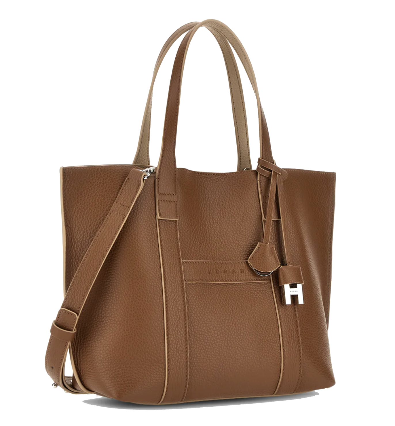 HOGAN SCRIPT SHOPPING BAG TAN